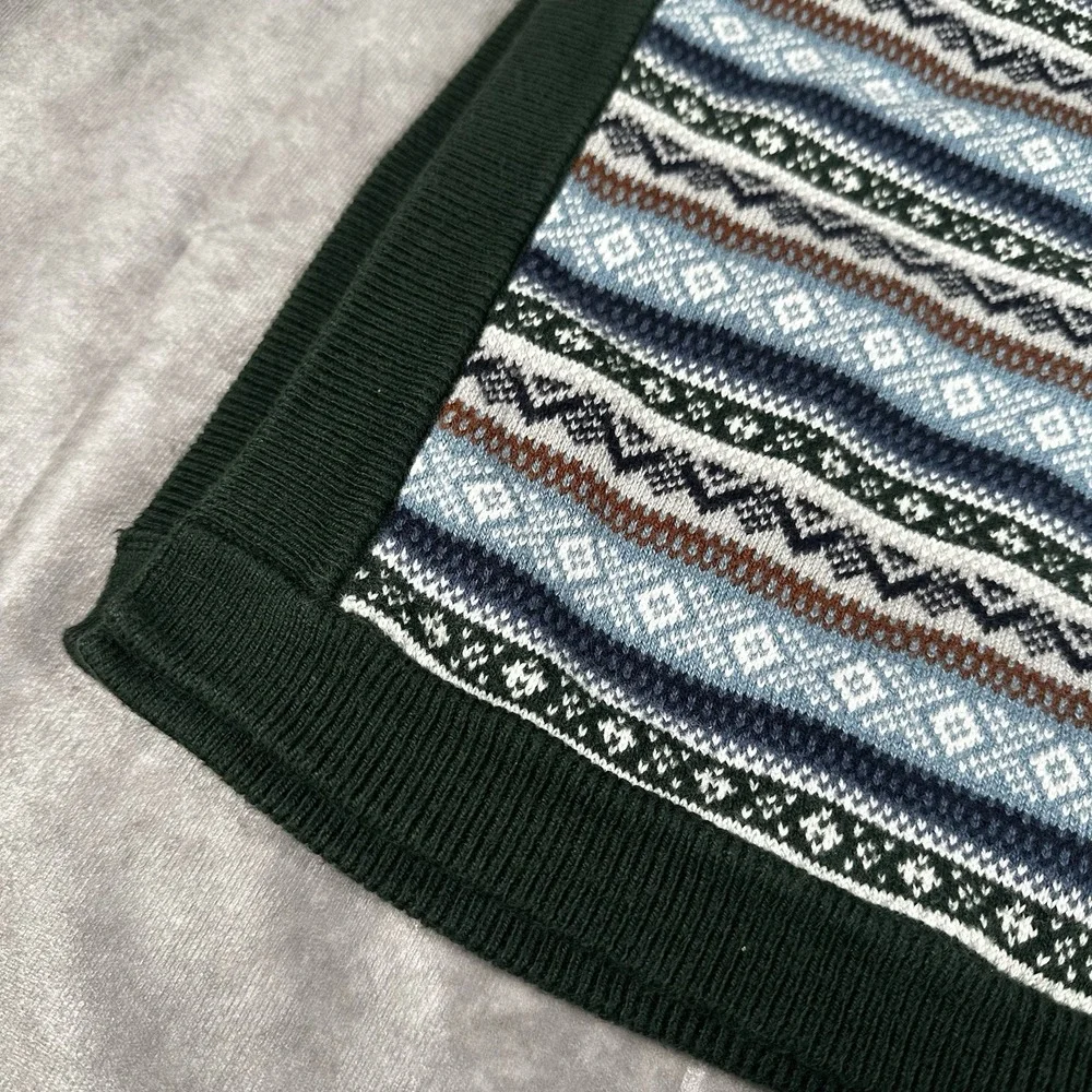 Gymboree Fair Isle Boy's Green Blue Gray Sweater Blanket  30